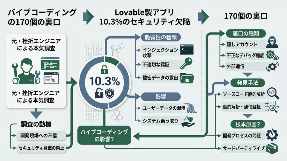 バイブコーディングの170個の裏口。Lovable製アプリ10.3%にセキュリティ欠陥が見つかった件を、元・挫折エンジニアが本気で調べた