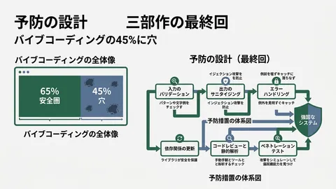 バイブコーディングの45%に穴。三部作の最終回で、予防の設計を全部書いた
