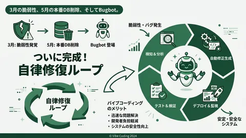 3月の脆弱性、5月の本番DB削除、そしてBugbot。バイブコーディングの「自律修復ループ」が、ついに完成した