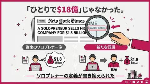 「ひとりで$18億」じゃなかった。NYTの見出しが隠した『(and His Brother)』が、ソロプレナーの定義を書き換えた