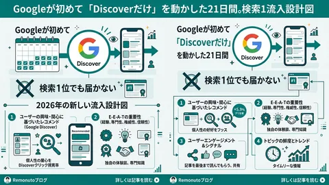 Googleが初めて「Discoverだけ」を動かした21日間。検索1位でも届かない、2026年の新しい流入設計図