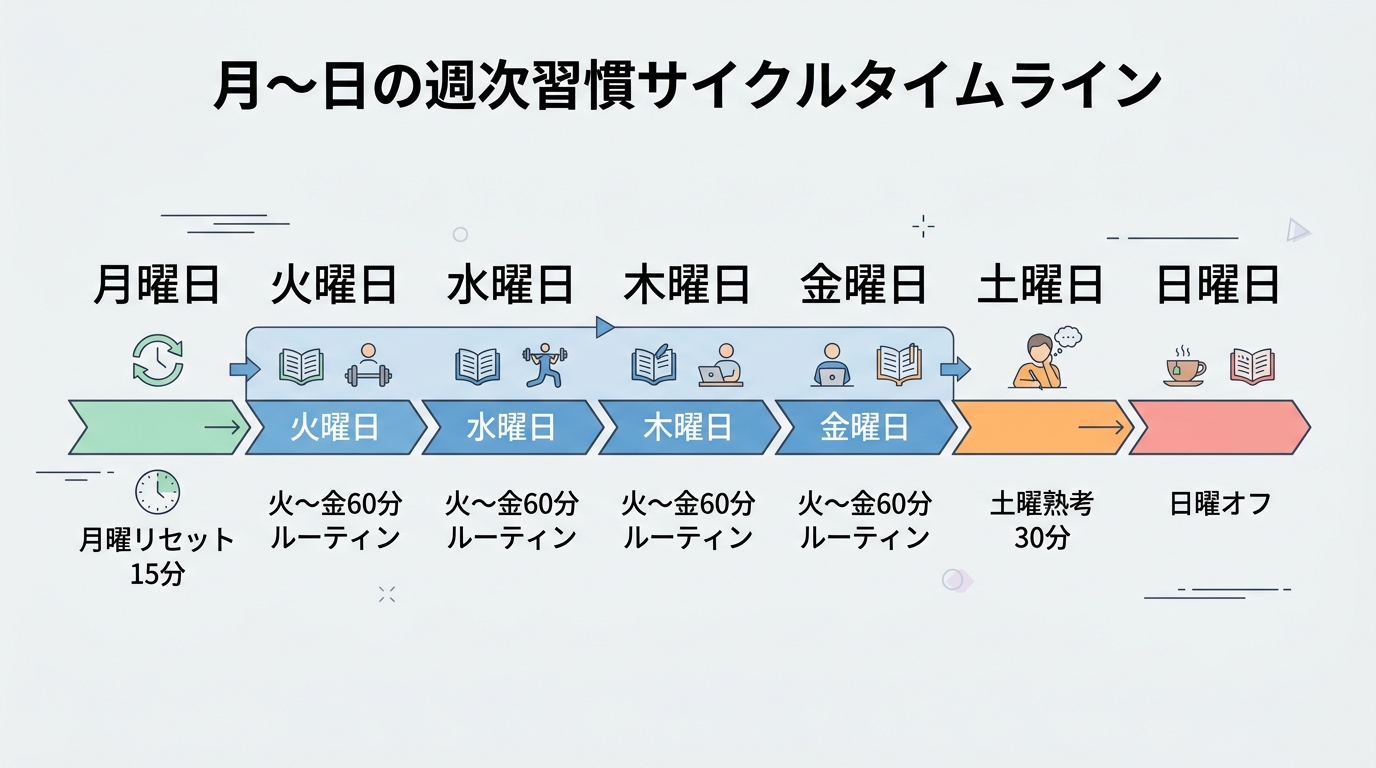 月〜日の週次習慣サイクルタイムライン