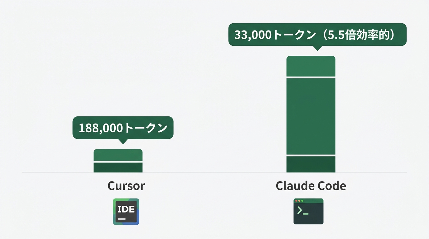 90:10ルールのタスク振り分けチャート。縦軸にタスクの複雑度、横軸にコンテキストの量を置き、Cursor担当エリアとClaude Code担当エリアを色で区分する
