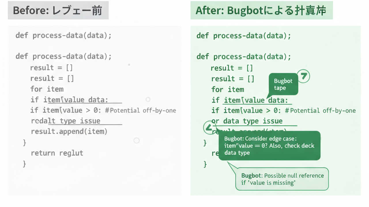 Bugbotによるコードレビューの比較