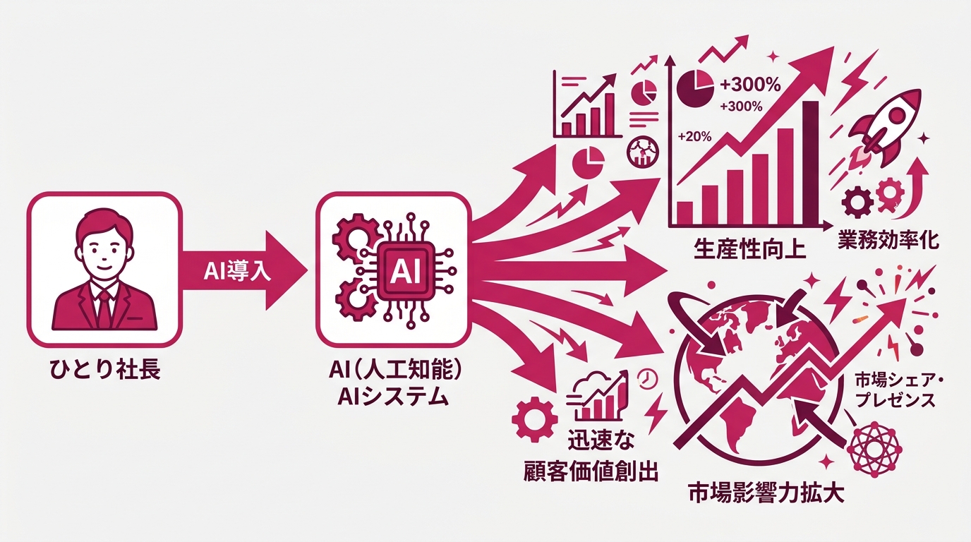 大企業とひとり社長のAI導入比較図
