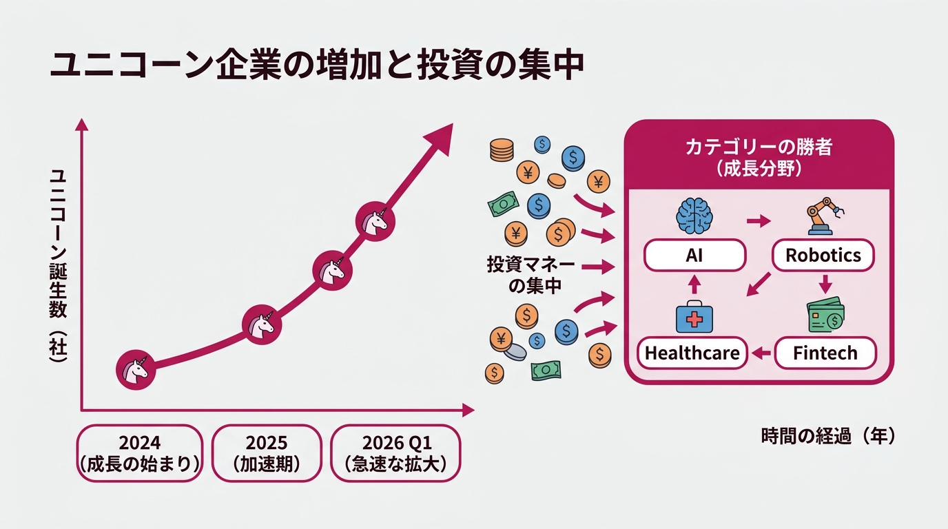 ユニコーン誕生数の推移と予測