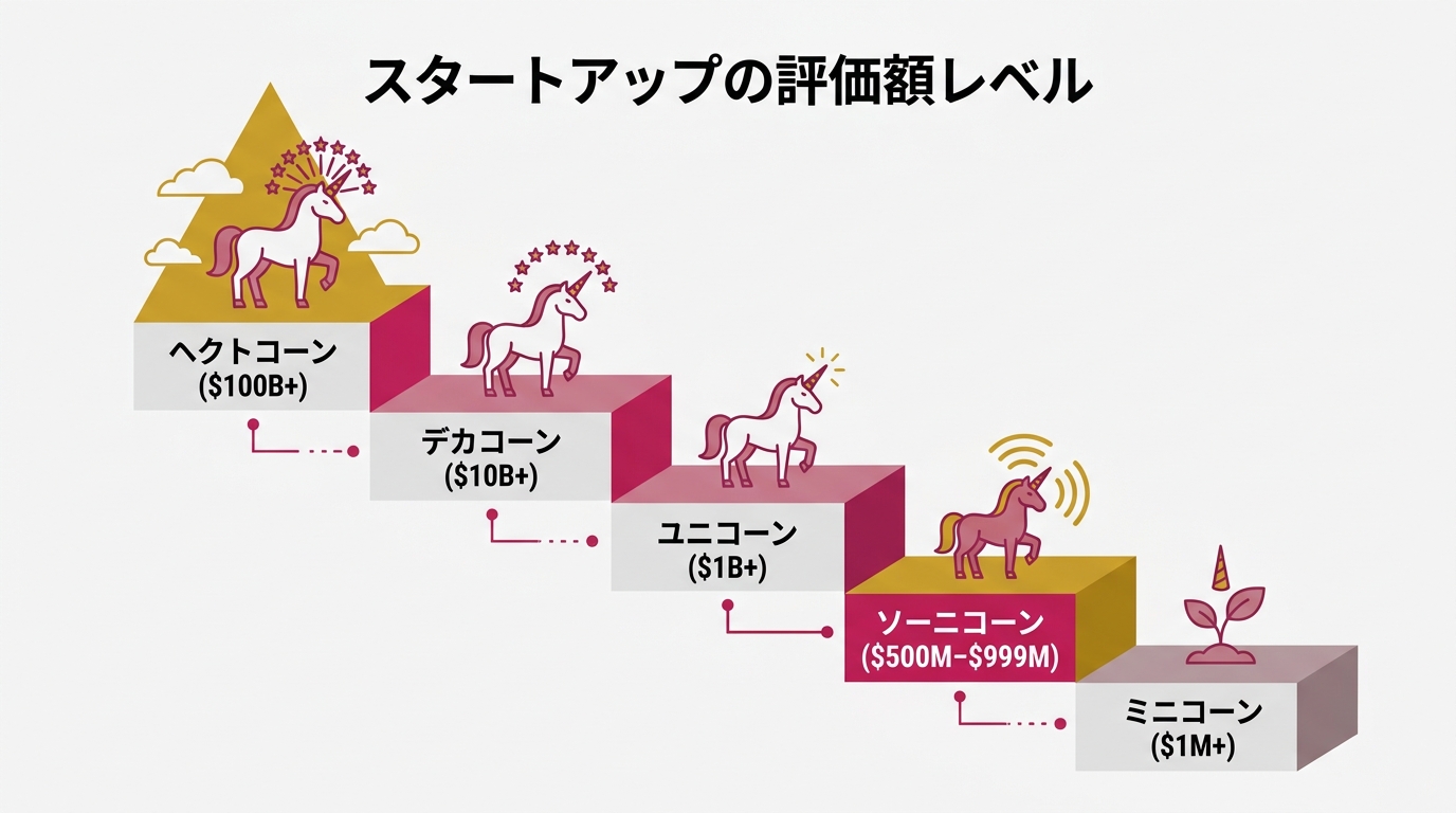 ユニコーンの「公表評価額」と「実態評価額」のギャップを示す棒グラフ。平均51%の過大評価を視覚化
