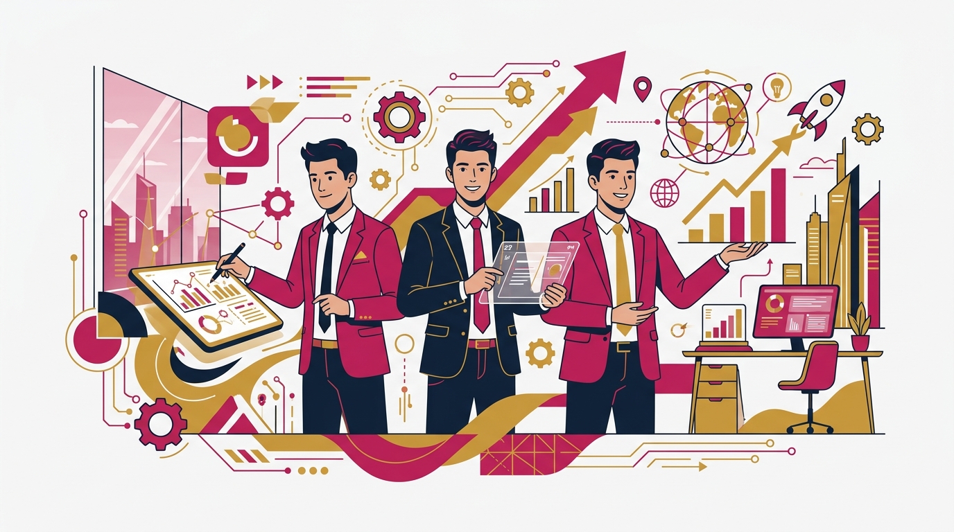 AI創業者の平均年齢推移（2014→2024）と全産業平均を対比する折れ線グラフ。AI:40→29、全産業:30→33の交差を強調