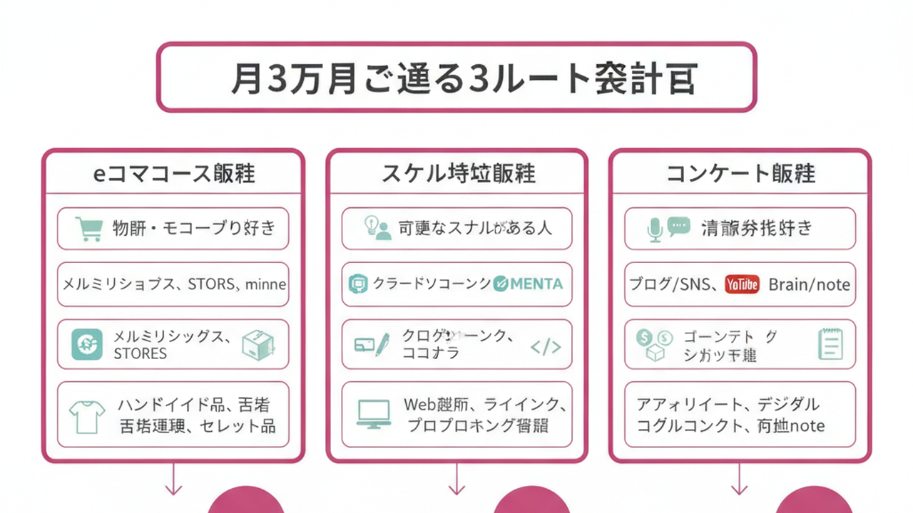 月3万円を超える3ルート設計図