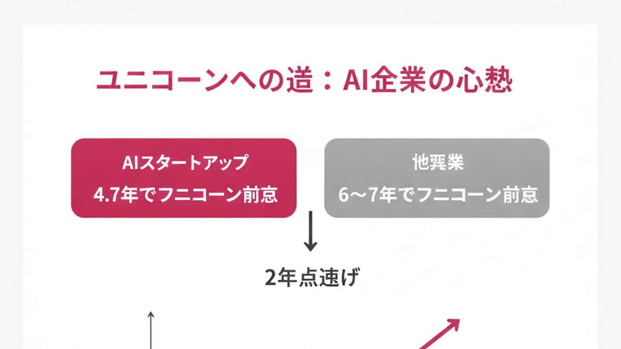 ユニコーン到達期間の比較と増加トレンド