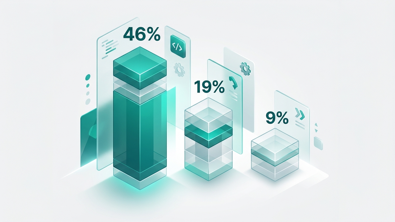 Claude Code 46% vs Cursor 19% vs GitHub Copilot（ギットハブコパイロット） 9%の最愛評価比較グラフ