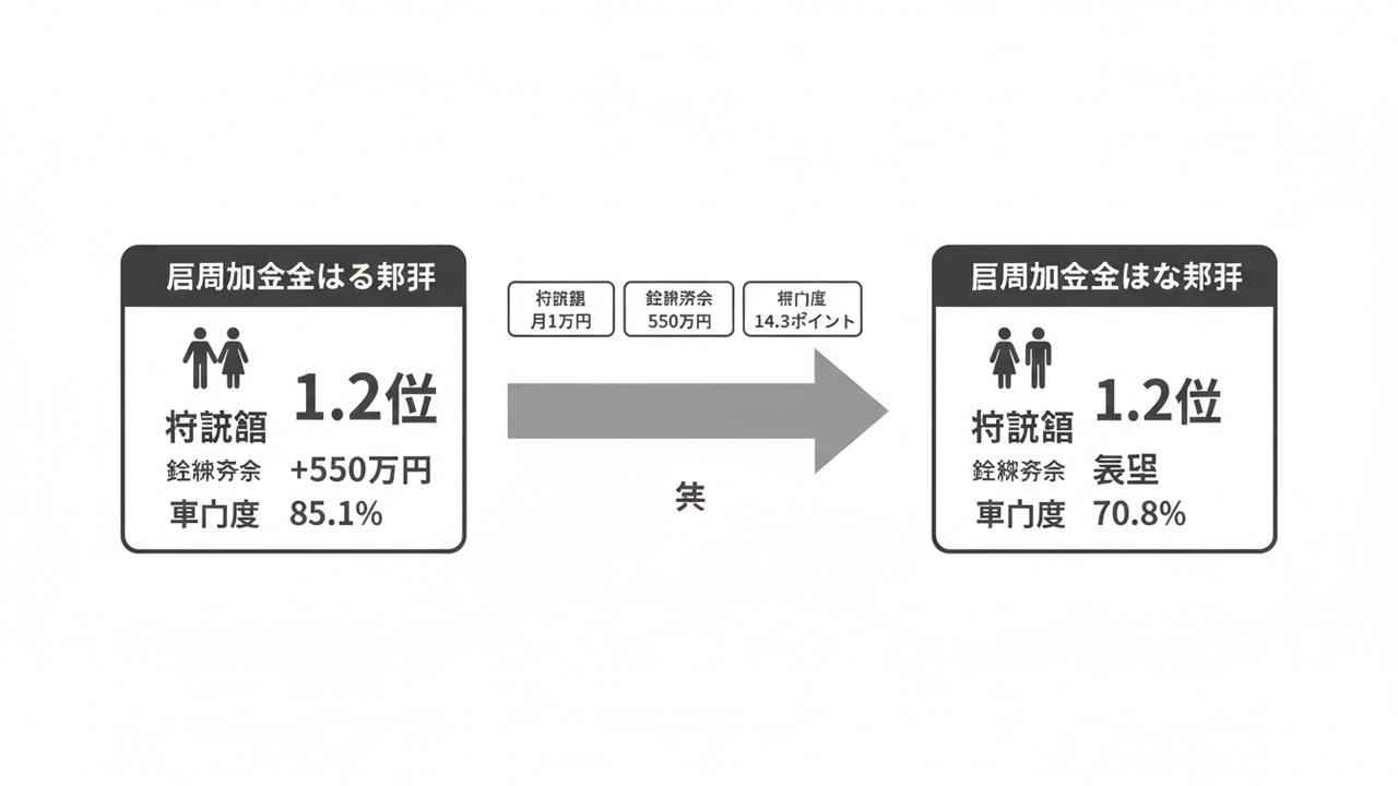 共同口座の有無と家計の貯蓄・協力度の比較
