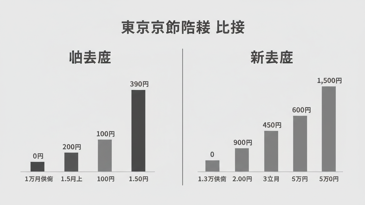 宿泊税額の料金帯別比較グラフ