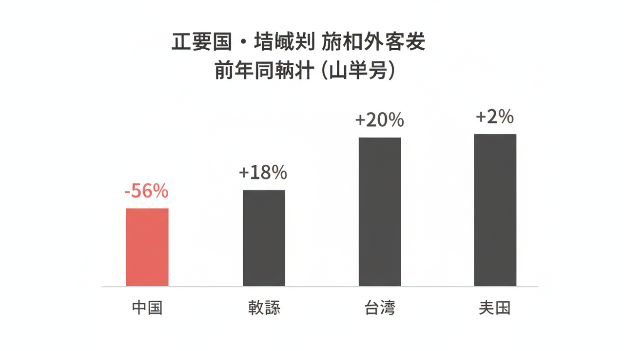 主要国別訪日客数増減率